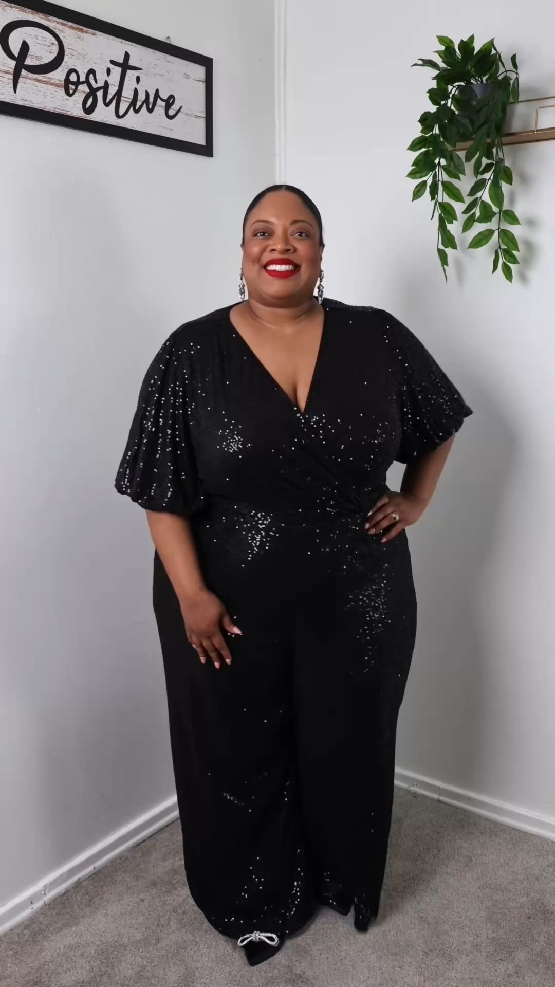 All black, a little sparkle, and a red lip💋to seal the deal, you already know I’m feeling myself in this jumpsuit from @avenueofficial 
 Where are we going in this look?

#LTKOver40 #LTKWedding #LTKPlusSize