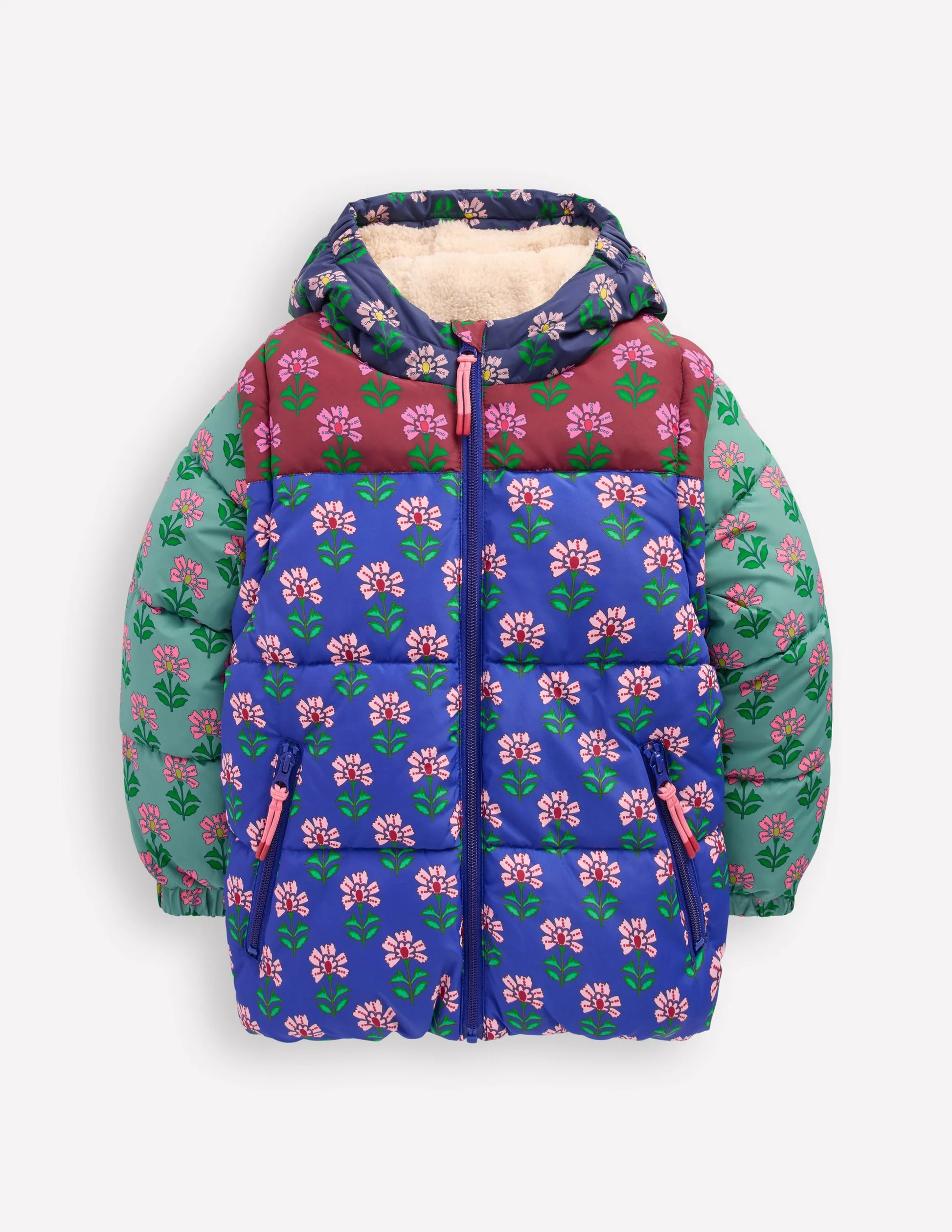 2-in-1 Padded Coat-Multi Woodblock Flower | Boden (US)