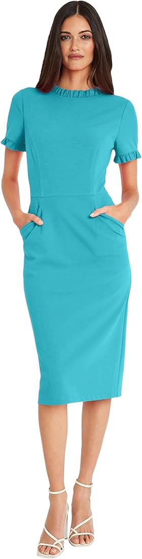 Maggy London Women's Ruffle Collar Slant Pocket Sheath Dress | Amazon (US)