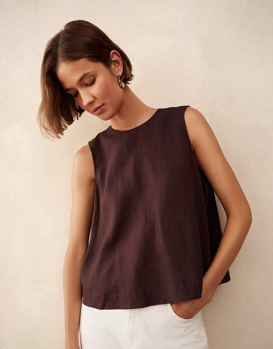 Linen Shoulder Detail Shell Top | Tops & T-Shirts | The  White Comp... | The White Company UK & ROW