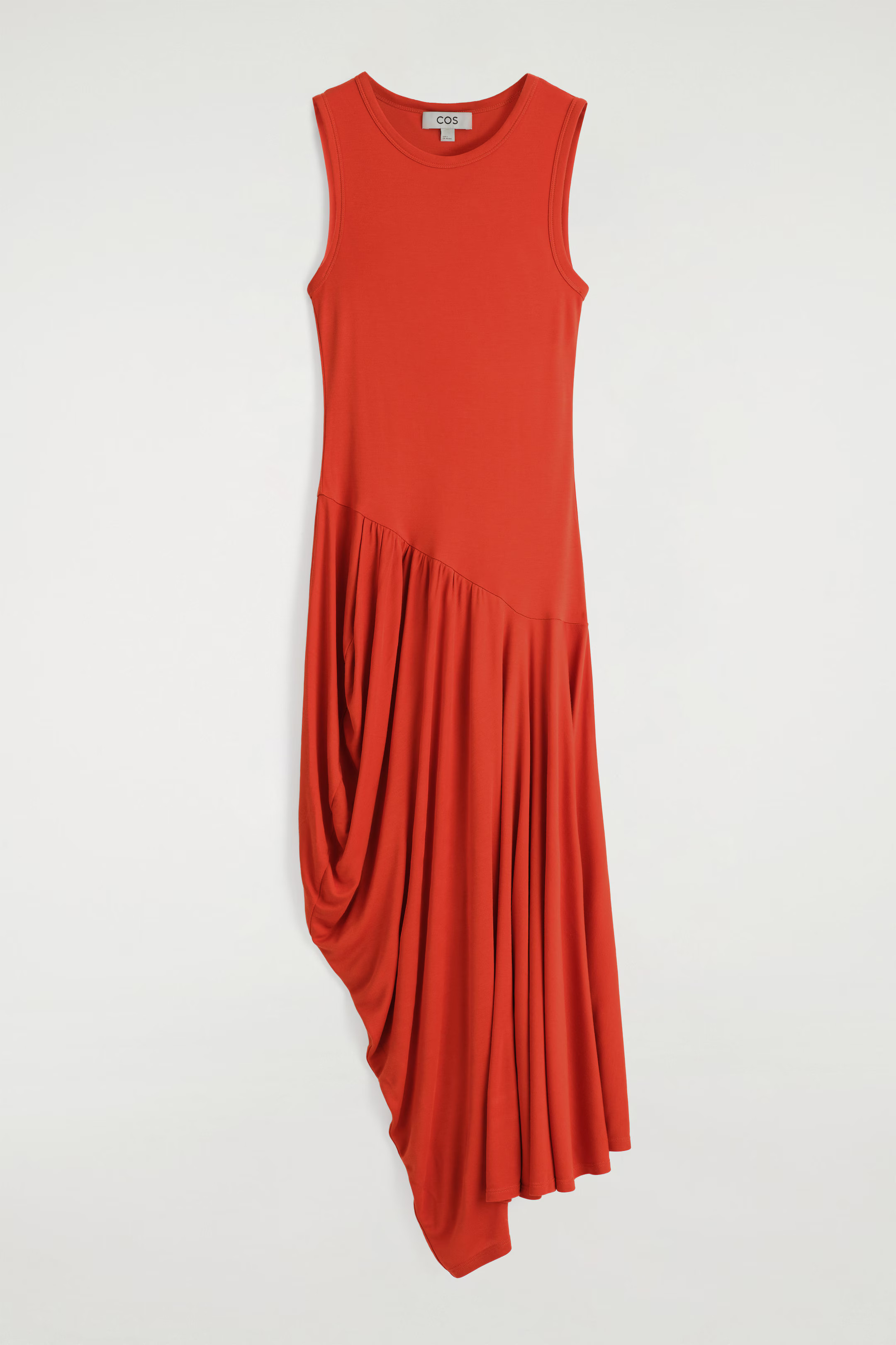 ROBE MIDI DRAPÉE ASYMÉTRIQUE - ORANGE FONCÉ | COS | COS (EU)