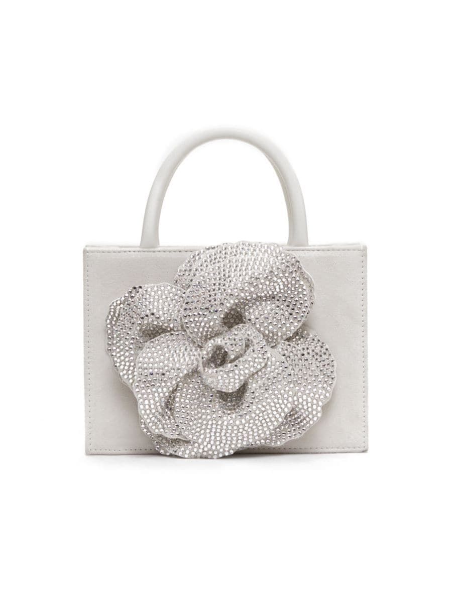 MACH & MACH Crystal Flower Leather Tote | Saks Fifth Avenue