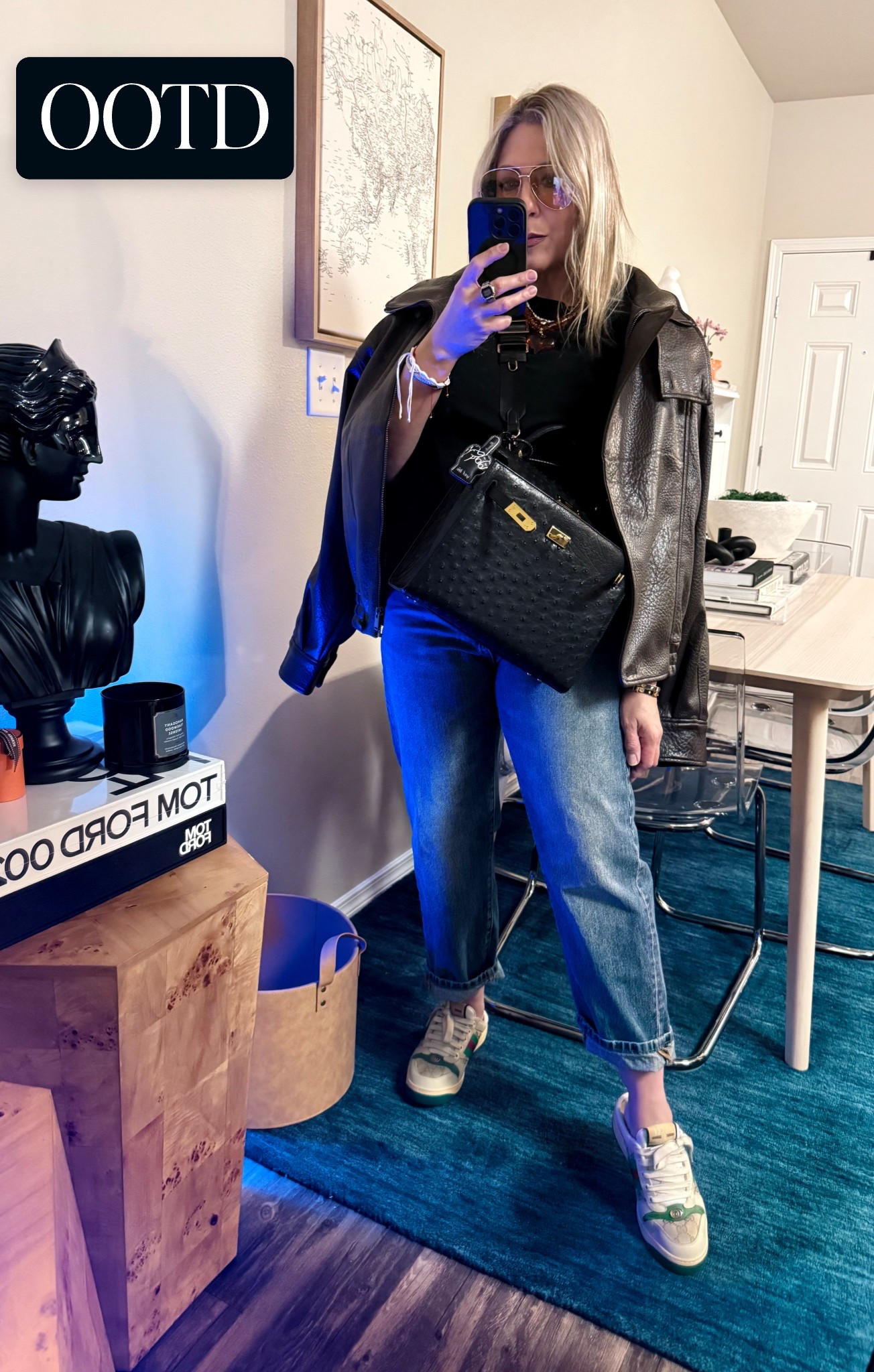Zara viral jacket 
Gucci Mule Sneakers
Sunnies @Amazon
Zara cropped jeans
Black cropped top from COS
Vintage Genuine Ostrich Bag Kelly style 1950s. Linking similar…!
#cropped #top #jeans #zarajacket #leatherjacket #fauxleatherjacket
#gucci #guccisneakers #guccimules #amazon #sunnies #trending #ageless #allages

#LTKdayinmylife #LTKootd #LTKgrwm