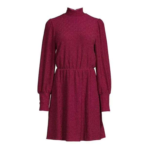 The Get Women's Long Sleeve Metallic Knit Mini Dress | Walmart (US)