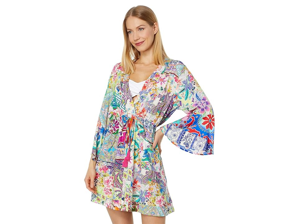 Johnny Was Drawstring Patchwork Dress (Multi) Women's Swimwear | Zappos