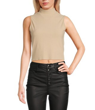 Mock Neck Ribbed Knit Tank Top | Dillard's