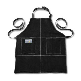 1-Size Leather Grill Apron in Black | The Home Depot