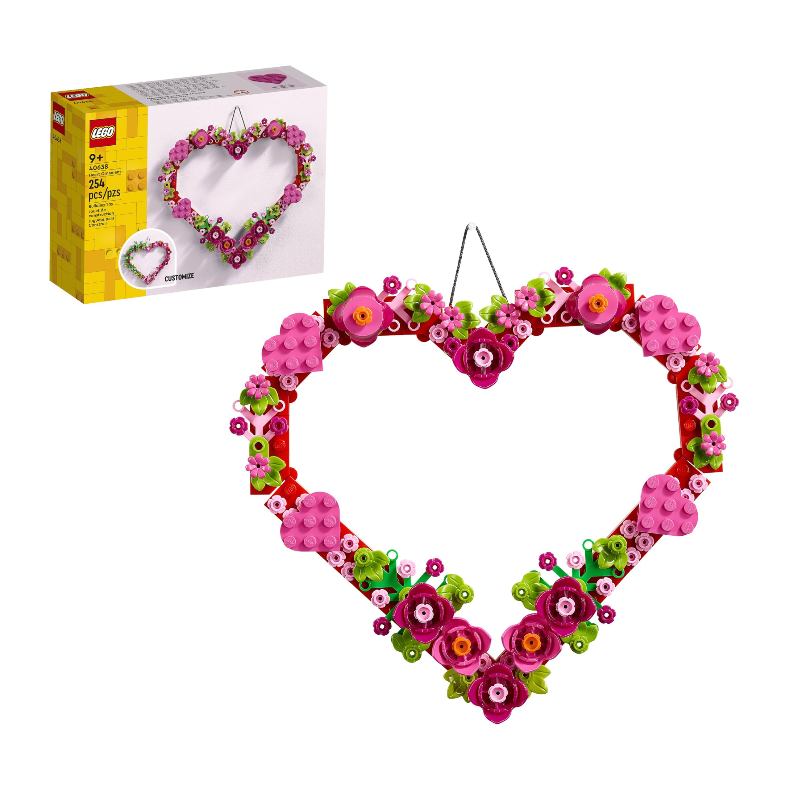 LEGO Heart Ornament Building Toy Kit, Heart Shaped Arrangement of Artificial Flowers, Great Gift ... | Amazon (US)