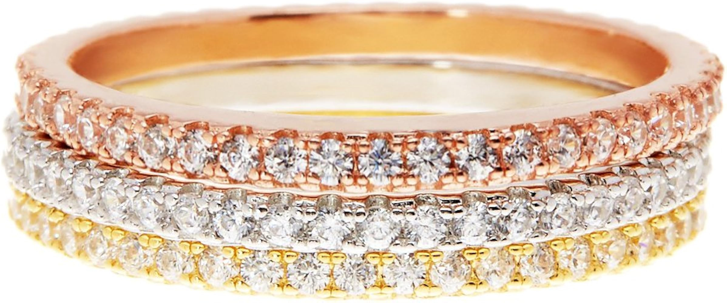 PAVOI 14K Gold Plated Solid 925 Sterling Silver CZ Simulated Diamond Stackable Ring Eternity Band... | Amazon (US)