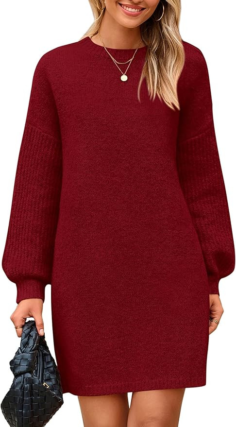 PRETTYGARDEN Women's 2024 Winter Pullover Sweaters Long Lantern Sleeve Crewneck Chunky Knit Slouc... | Amazon (US)