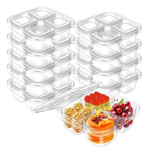 AQSXO Bento Snack Food Containers 10 Pcs, Divided Food Storage with Lids for Travel, Reusable Meal Prep Lunch Containers. | Amazon (US)