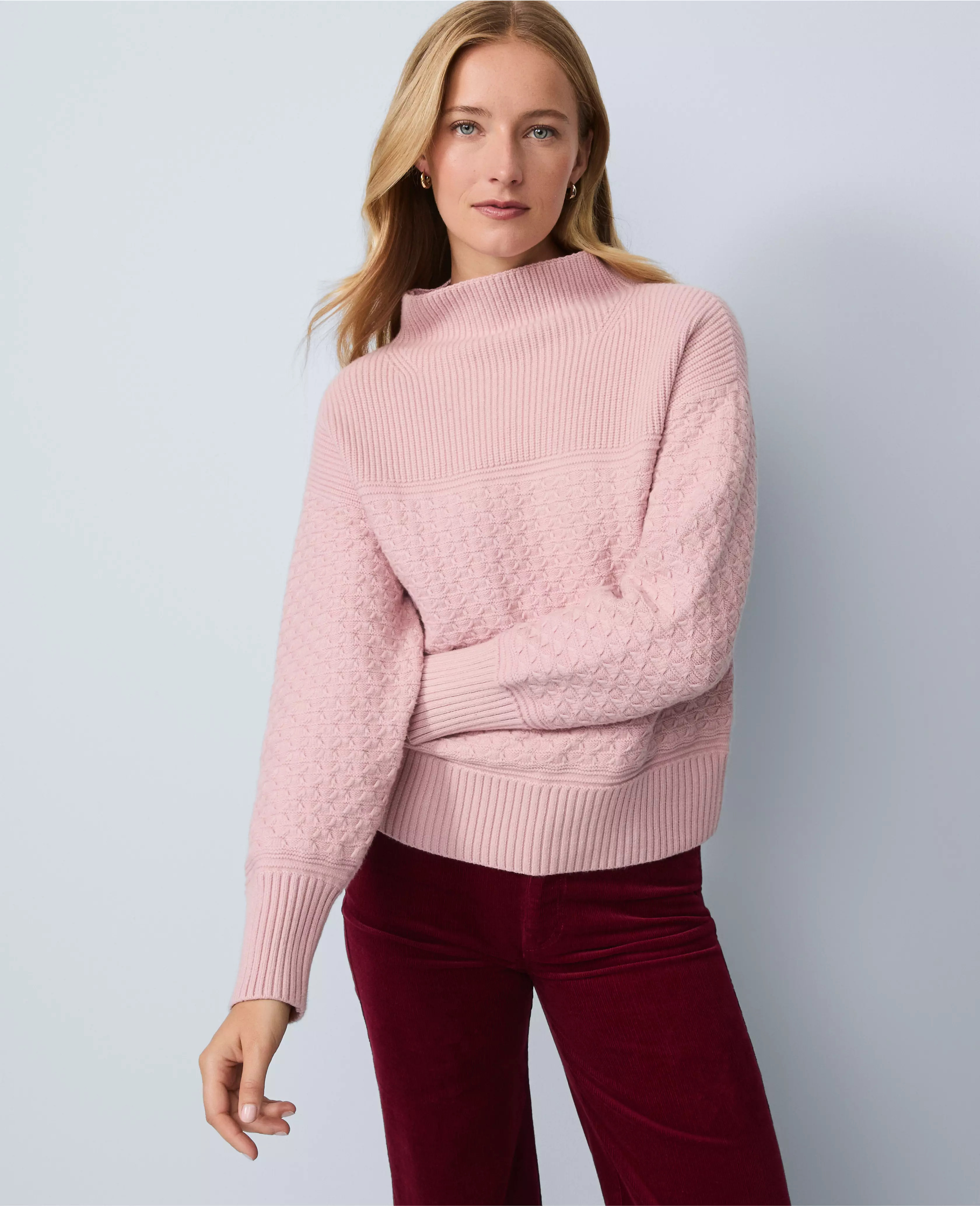 Weekend Collection Mixed Stitch Sweater | Ann Taylor
