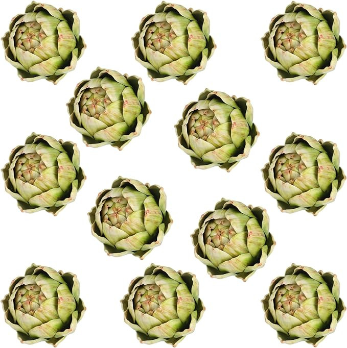 Timgle 12 Pcs Large Green Artificial Artichokes Fake Vegetables and Fruits for Summer Kitchen Wed... | Amazon (US)