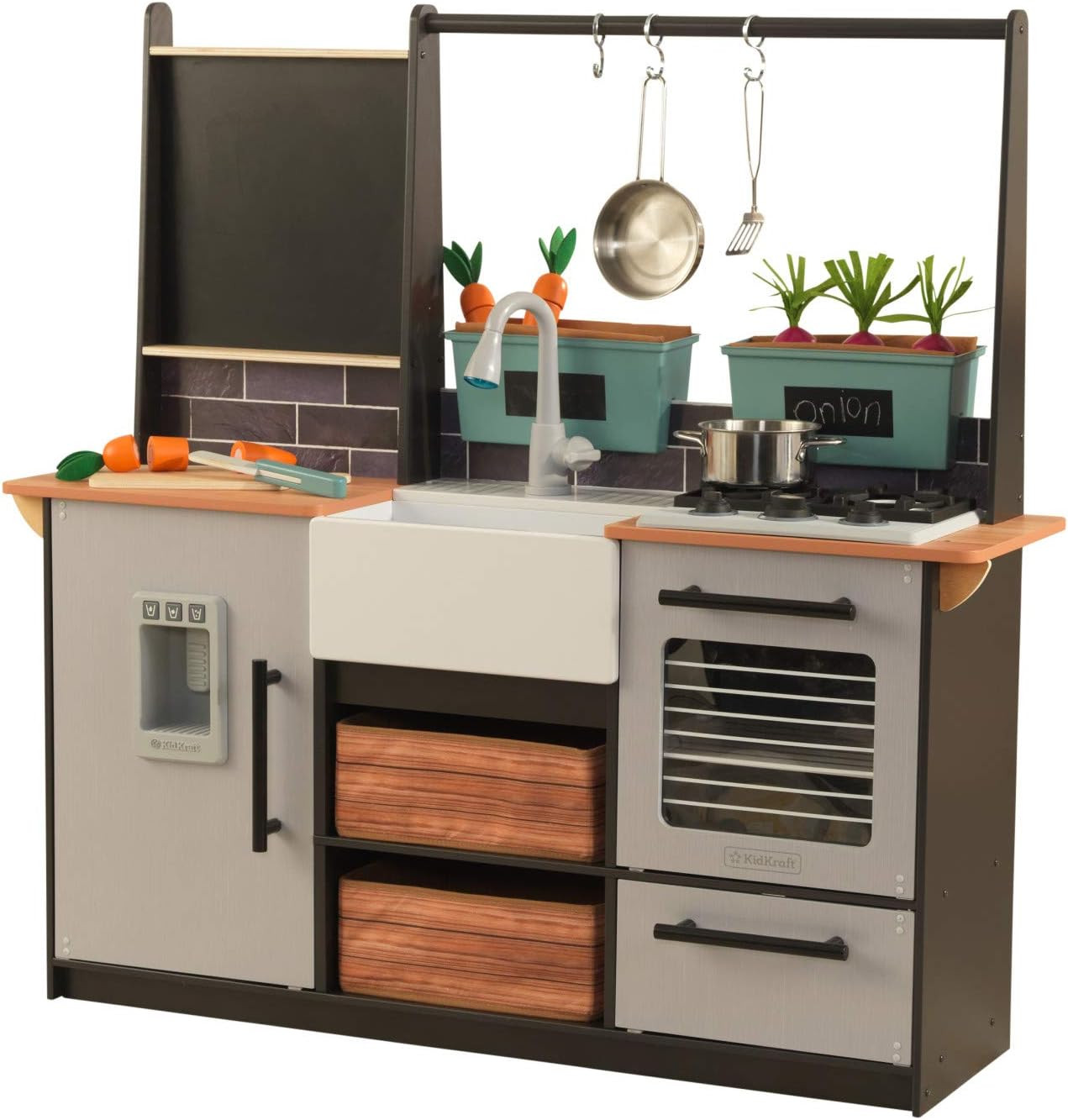 KidKraft KidKraft Wooden Farm to Table Play Kitchen with EZ Kraft Assembly, Lights & Sounds, Ice ... | Amazon (US)
