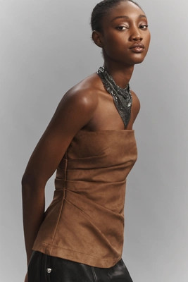 MON RENN Solana Faux-Suede Strapless Top | Anthropologie (US)