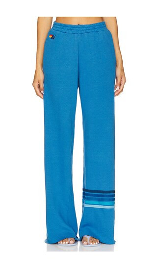 Aviator Nation Rugby Stitch Wide Leg Pocket Sweatpant in Blue. - size L | Revolve Clothing (Global)