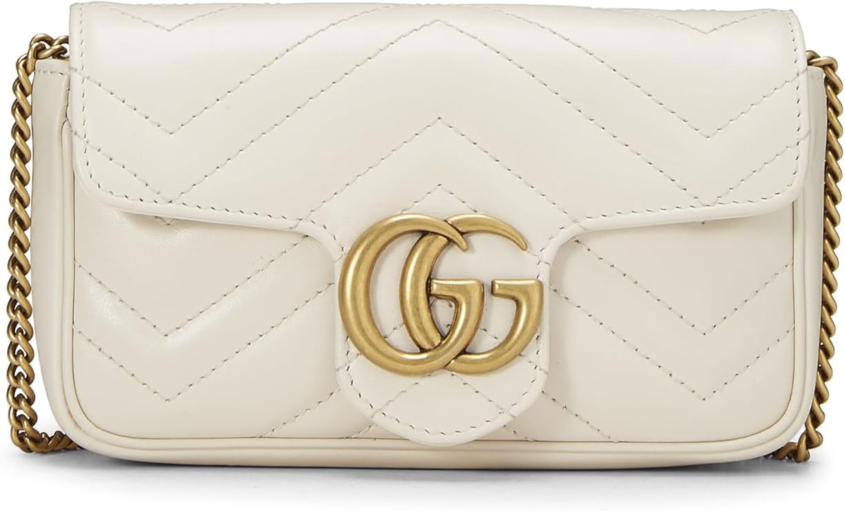 Amazon.com: Gucci, Pre-Loved Cream Leather GG Marmont Crossbody Super Mini, White : Luxury Stores | Amazon (US)