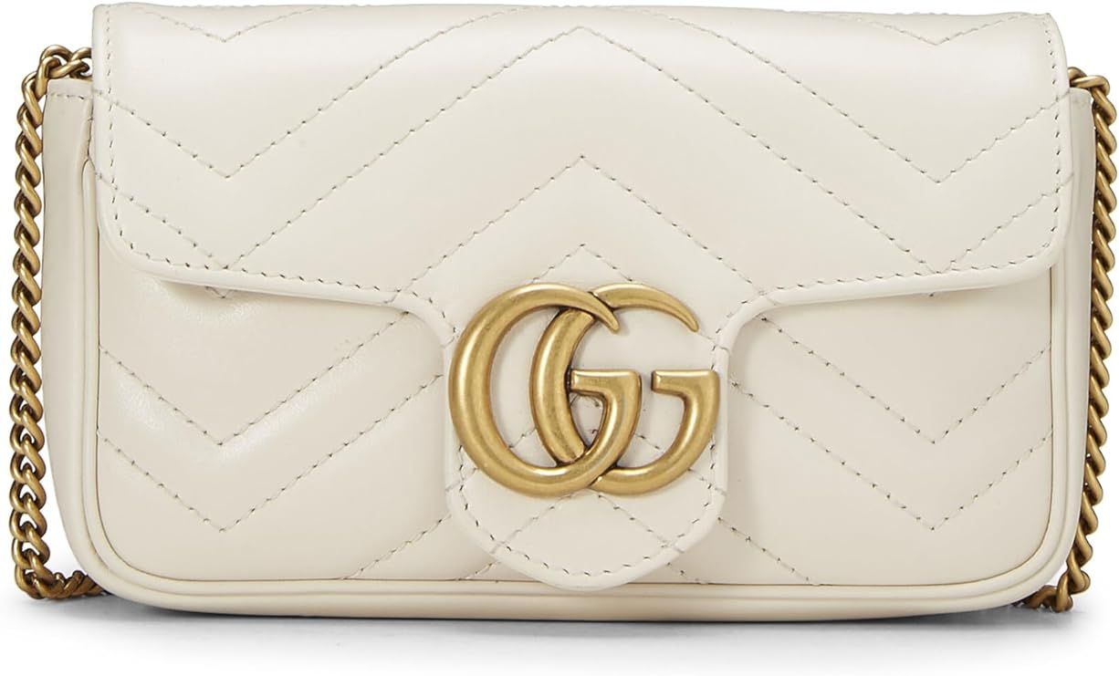 Amazon.com: Gucci, Pre-Loved Cream Leather GG Marmont Crossbody Super Mini, White : Luxury Stores | Amazon (US)