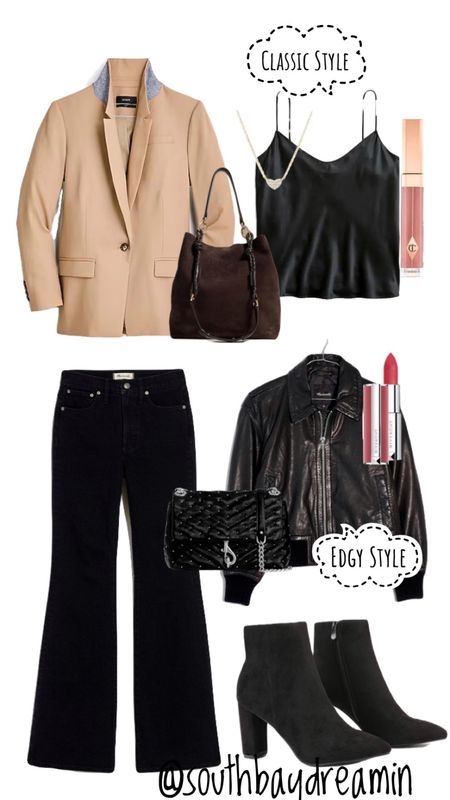 Black flare jeans & black camisole styled with a beautiful camel colored blazer or a fabulous black leather jacket. Both styles look amazing! 
.
.
Style inspiration, casual chic, over 40 style, all black outfit, dark brown bag, black bag, date night, work wear, casual Friday 




#LTKbeauty #LTKunder50 #LTKstyletip #LTKSeasonal #LTKtravel #competiton #LTKunder100
#LTKFind #LTKshoecrush #LTKitbag