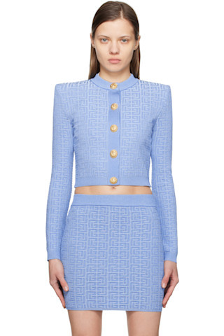 Blue PB Labyrinth Knit Cardigan | SSENSE