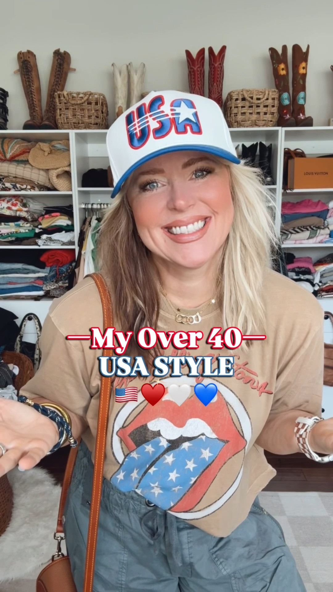 My USA fit! 🇺🇸♥️🤍💙
•This top is so cute and on sale! It’s a size medium. 
•My pants are a size medium (also linking some different price ones that are similar) 
•Crocs I size down & red jellies are true to size 

✨Use code MANDIE on my rings
🇺🇸USA flag bag charm is @made.by.kagan on instagram

#LTKootd #LTKOver40 #LTKgrwm