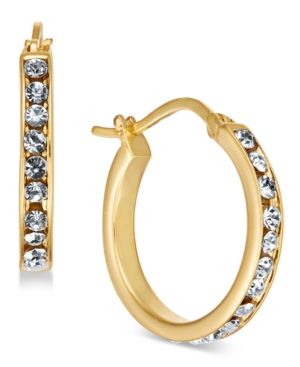 Essentials Small Gold Plated Crystal Small Hoop Earrings s | Macys (US)