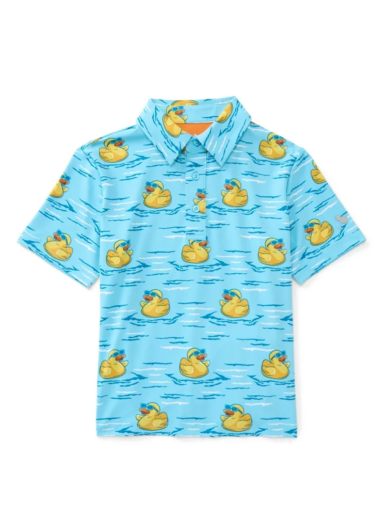 Birdie Bound Boys Rubber Ducky Print Polo Top with UV 30, Sizes XS-XL | Walmart (US)