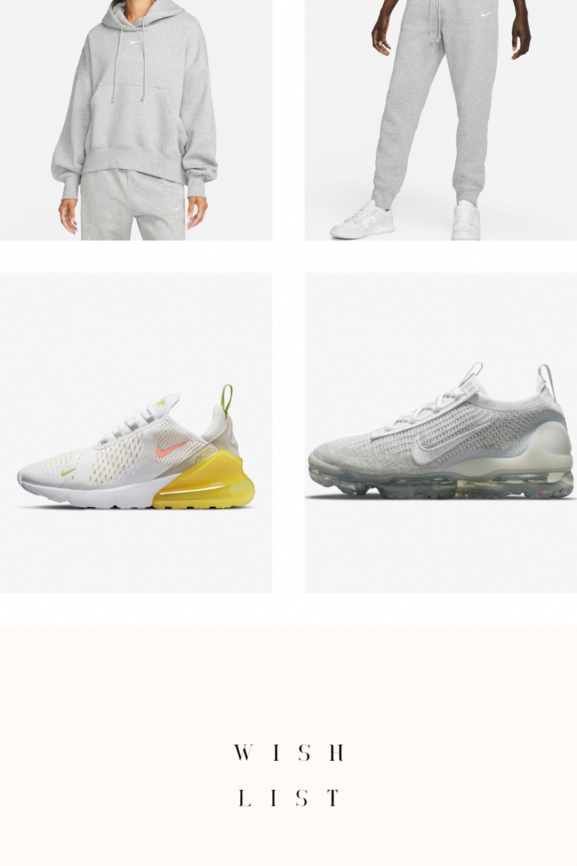 Are you trying to  figure out what to ask for , for Christmas? I’m sharing some items from my wishlist! All you have to do is send the link or purchase for yourself! 

I wear an XS in Nike hoodies 
I wear an S in Nike pants  
I wear a 6.5 in women’s shoes 

#ltkcyberweek #nike #athleisure 

#LTKGiftGuide #LTKfit #LTKHoliday