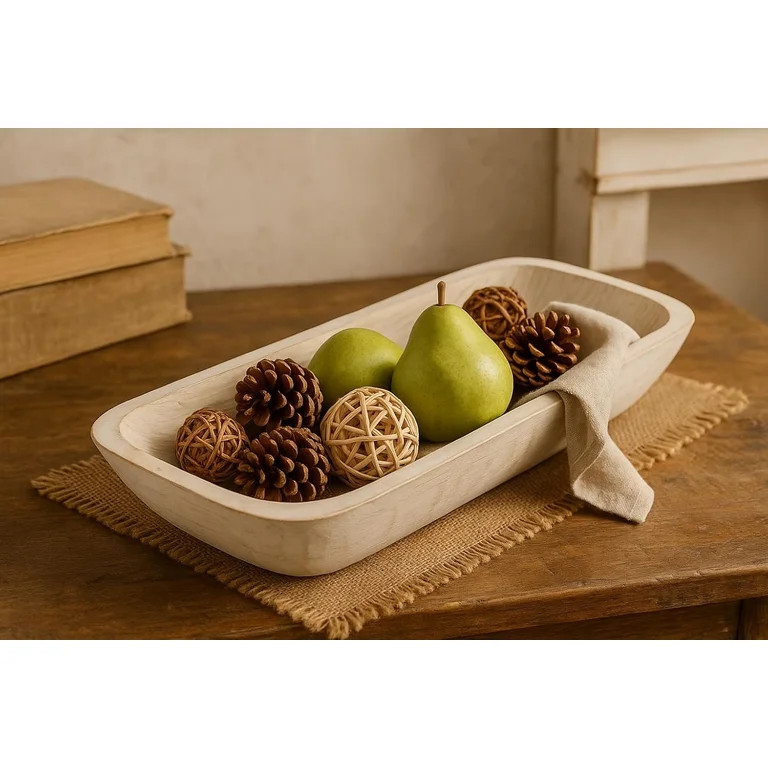 Dough Bowl, Wooden Dough Bowls for Decor, Wooden Bowls Decorative (L19 x W8 x H3 inches) | Walmart (US)