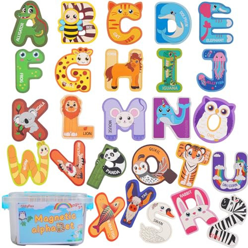 Wooden Magnet Alphabet Letters for Kids - Animal Magnetic Letters for Fridge Magnetic ABC Letters Magnetic Letters for Classroom Magnetic Letters for Whiteboard Stocking Stuffer Kids Gift | Amazon (US)