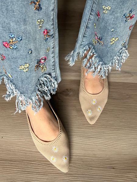Give me all the flowers for  spring!!! Florals are my favorite. Floral pants are from Charlie b collection. Floral frayed hem jeans are my fave. Cutest flats from vivaia shoes. They hold up so well and are the comfiest flats I own. Size up half a size if in between!! 

#LTKSpringSale #LTKshoecrush #LTKSeasonal