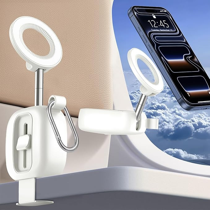 xiwxi Magnetic Airplane Phone Holder with Carabiner Clips - 360° Rotation Phone Mount for Tray T... | Amazon (US)