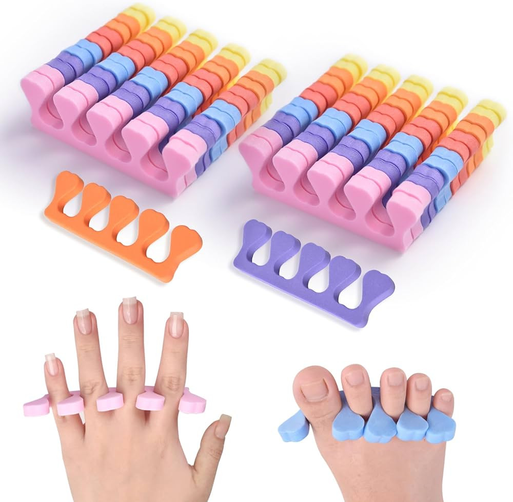 Toe Separators Set 24pcs Colorful Heart Sponge Toe Spacers Soft Foam Toe Finger Dividers for Nail... | Amazon (US)