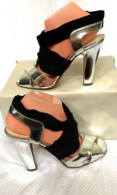Prada Silver Leather And Elastic Strappy Sandals(39)  | eBay | eBay US