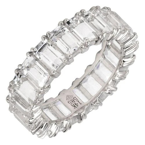 WHITE TOPAZ EMERALD CUT ETERNITY BAND | Diamond Aupair