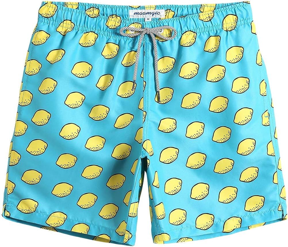 maamgic Mens Quick Dry Printed Short Swim Trunks with Mesh Lining Swimwear Bathing Suits | Amazon (US)