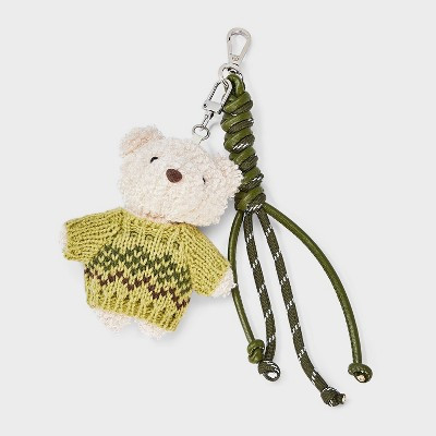 Bear Plush Bag Charm with Sweater and Rope Cord - Cat & Jack™ Green | Target