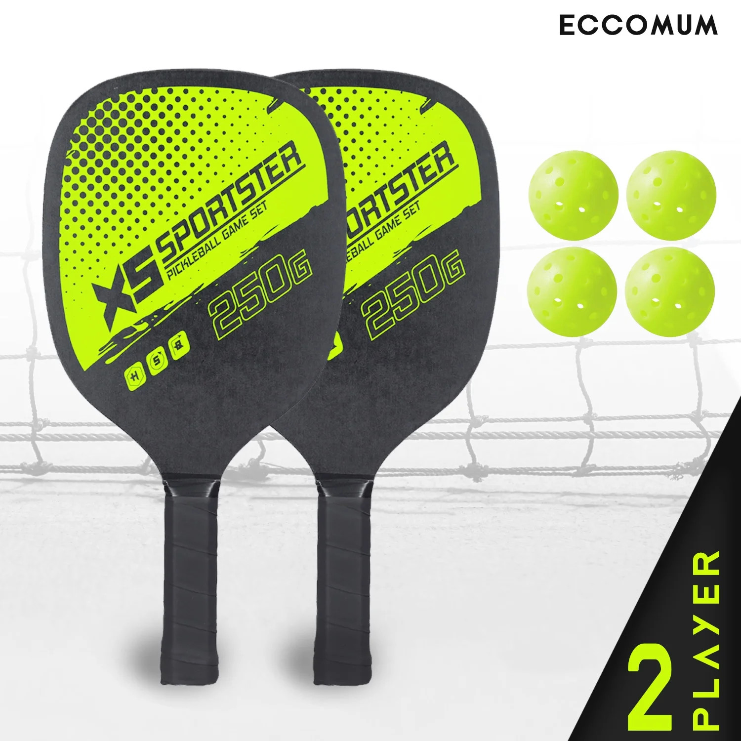 Eccomum Pickleball Rackets Set Pickleball Paddle Set of 2 Rackets and 4 Pickleballs Balls Pickle-... | Walmart (US)