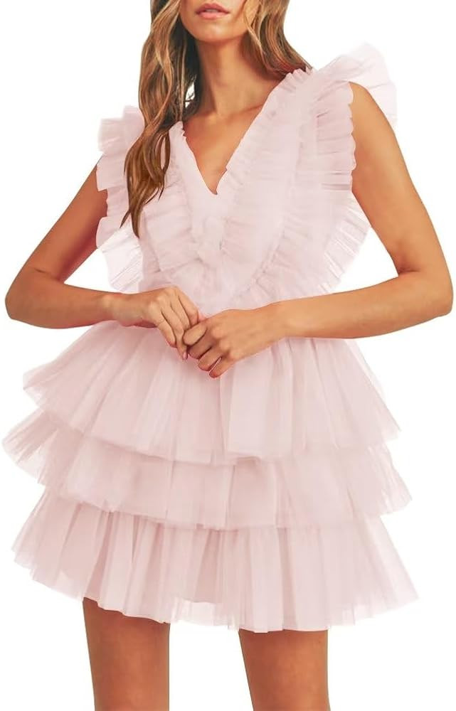 Tiered Tulle Homecoming Dresses for Teens Puffy Ruffles Short Prom Dresses A-Line Cocktail Party ... | Amazon (US)