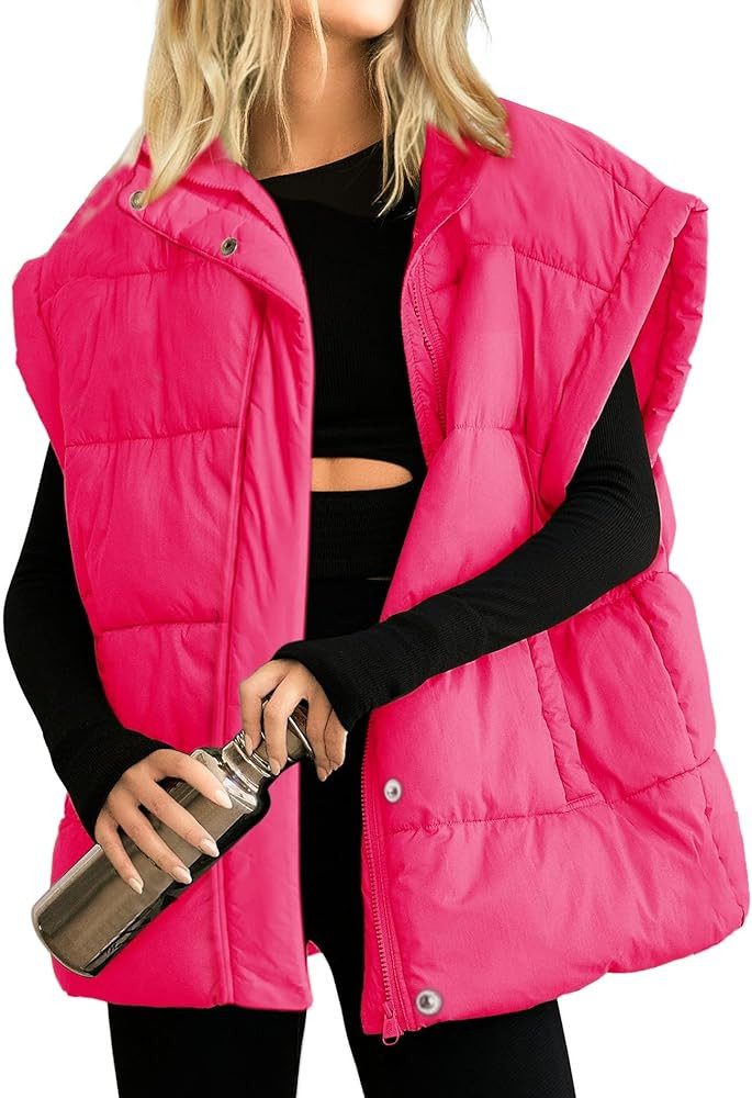 Songling Womens Oversized Puffer Vest Stand Collar Full Zip Sleeveless Bubble Puffer Vest Quilted... | Amazon (US)