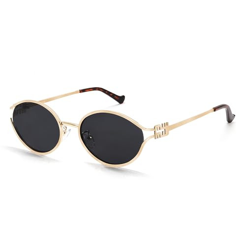 BOTEN Retro Oval Sunglasses for Women Men 2025 Trendy Small Round Sun Glasses Gold Metal Fashion ... | Amazon (US)