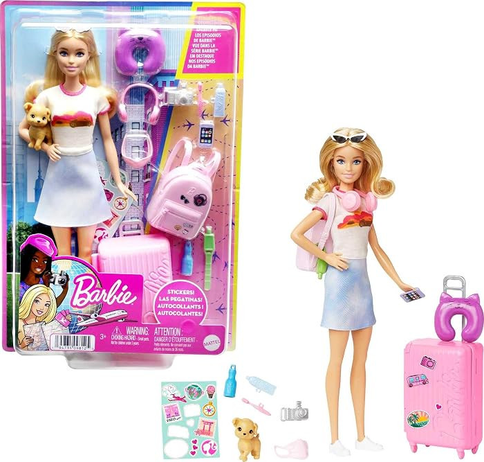 Barbie Doll & Accessories, Travel Set with Puppy and 10+ Pieces, Suitcase Opens & Closes, Barbie ... | Amazon (US)