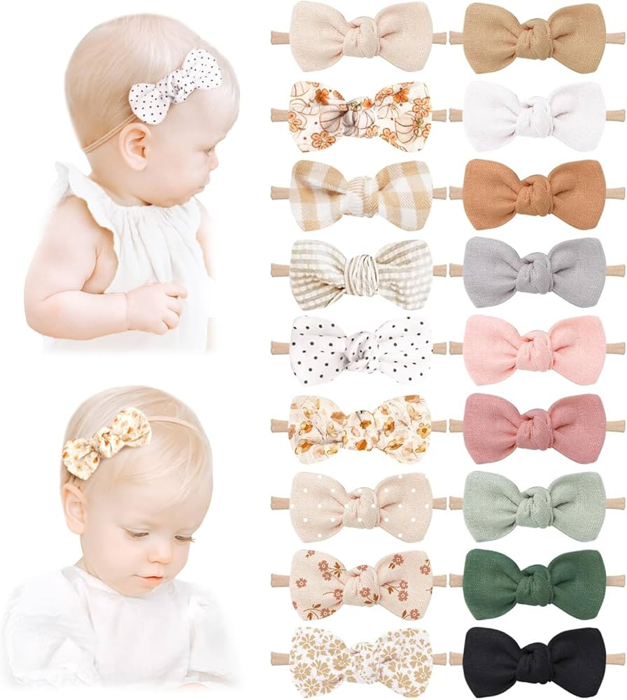 Niceye Baby Girl Bows and Headbands, Handmade Stretchy Nylon Hairbands Hair Bows for Newborn, Inf... | Amazon (US)