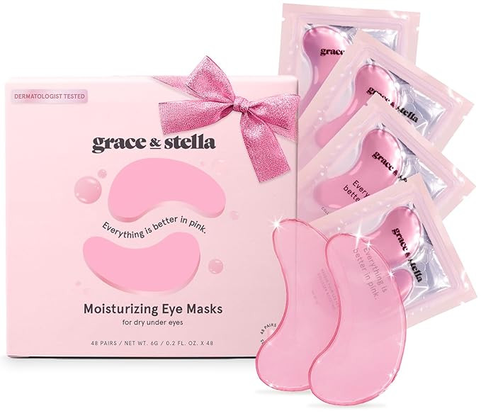 grace & stella Award Winning Under Eye Mask (Pink, 48 Pairs) Reduce Dark Circles, Puffy Eyes, Und... | Amazon (US)