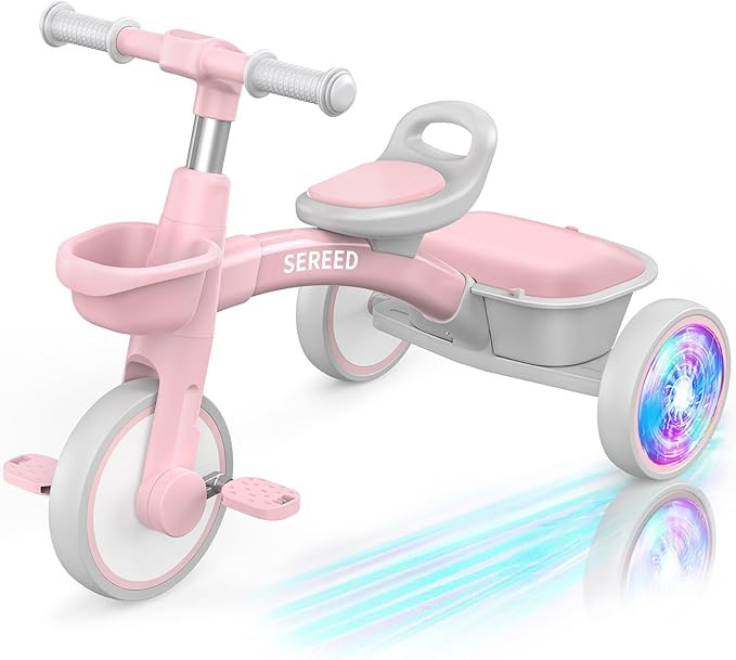 SEREED Colorful Lighting Toddler Tricycle for 2-5 Years Old Girls, Adjustable Seat&Handlebar Trik... | Amazon (US)
