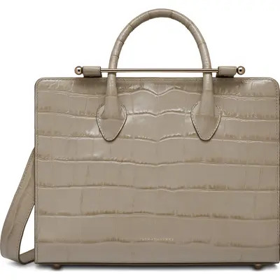 Strathberry Midi Croc Embossed Tote in Light Taupe at Nordstrom | Nordstrom
