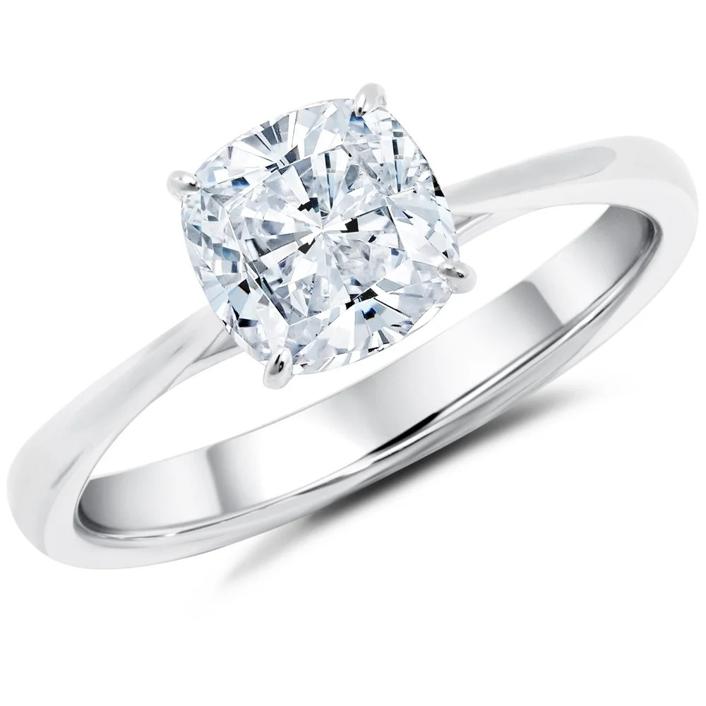 1 Carat Cushion cut Moissanite Solitaire Engagement Ring in 10k White Gold | Walmart (US)