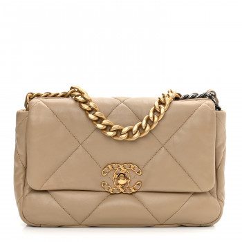 Lambskin Quilted Medium Chanel 19 Flap Dark Beige | FASHIONPHILE (US)