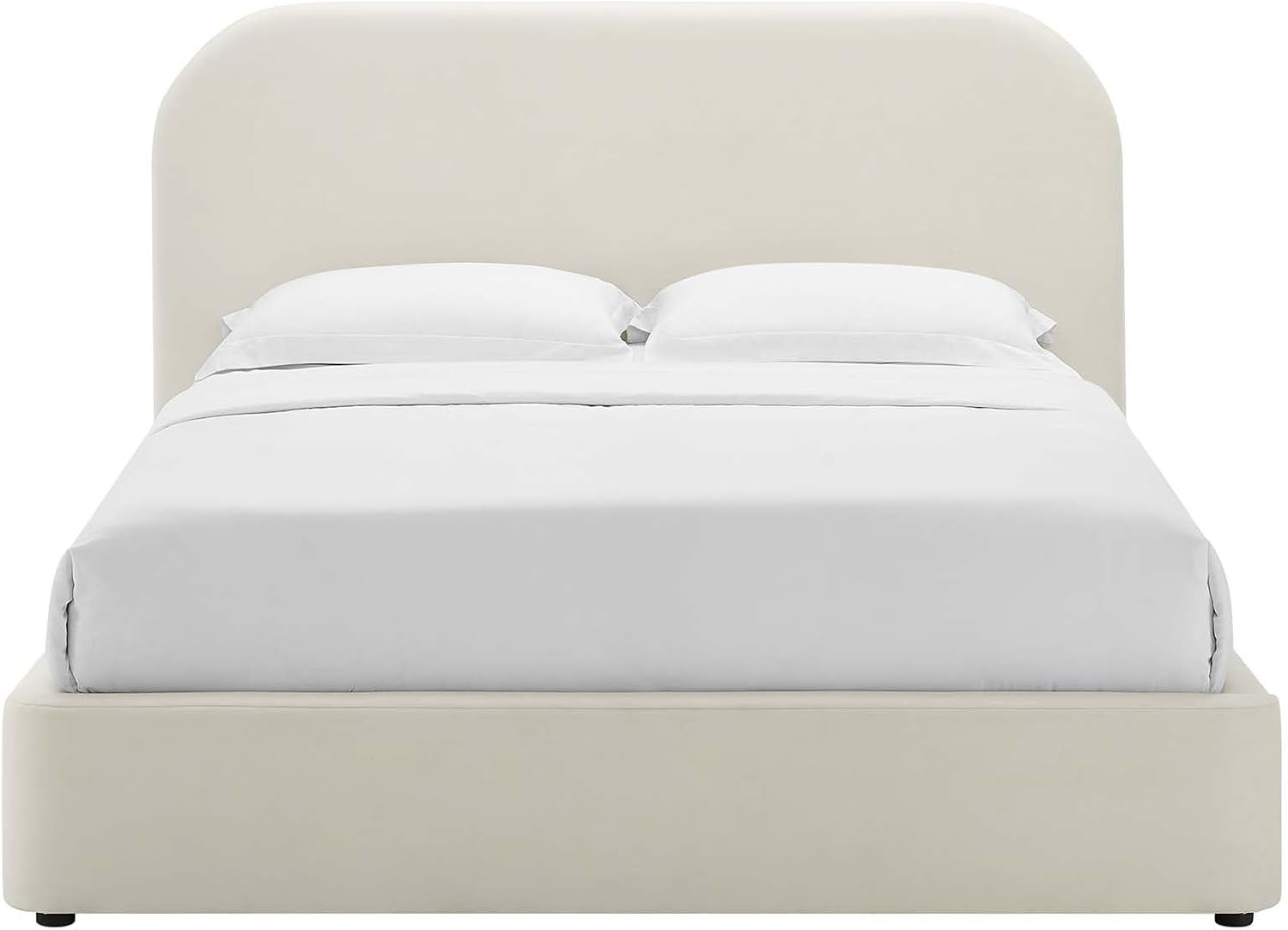 Modway Keynote Modern King Size Bed Frame with Curve Shaped Headboard in Alabaster, Upholstered P... | Amazon (US)
