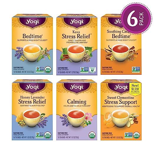 Yogi Tea - Stress Relief and Herbal Tea Variety Pack Sampler - 6 Pack, 96 Tea Bags Total | Amazon (US)